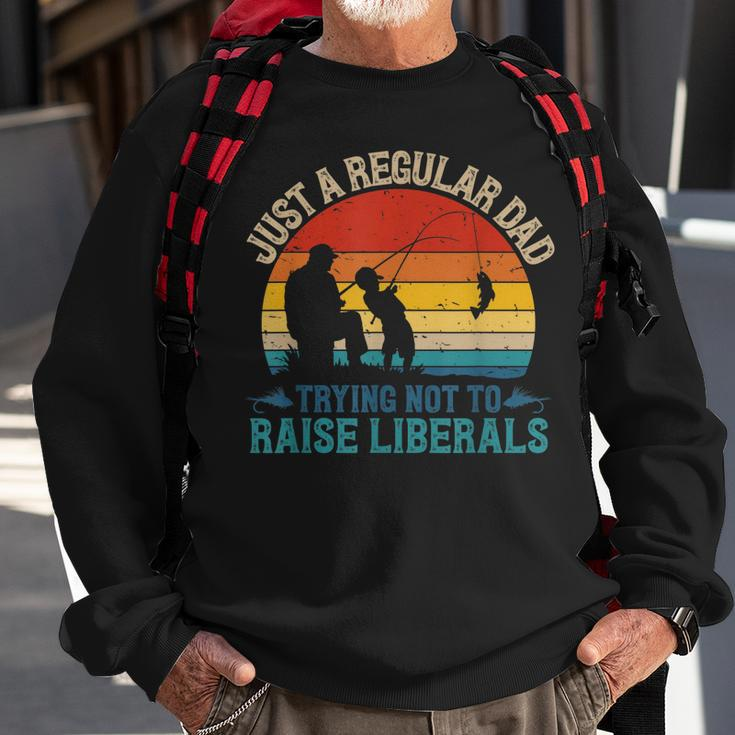 Mens Vintage Fishing Regular Dad Trying Not To Raise Liberals V2 Sweatshirt Gifts for Old Men
