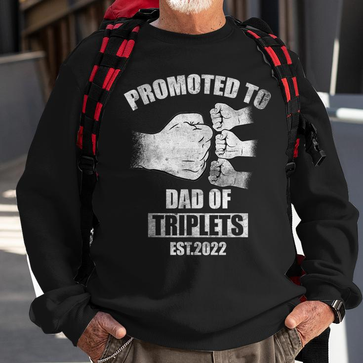 Mens Vintage Promoted To Dad Of Triplets Est 2022 Sweatshirt Gifts for Old Men