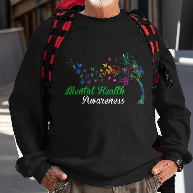 Mental Health Awareness Butterfly Tree Sweatshirt Gifts for Old Men