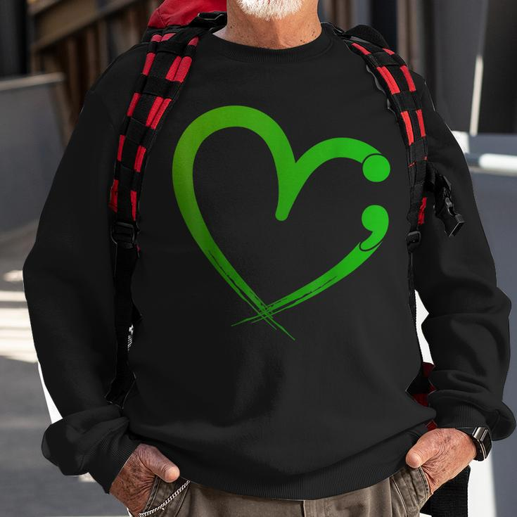 Mental Health Matters Semicolon Heart Awareness Month Sweatshirt Gifts for Old Men