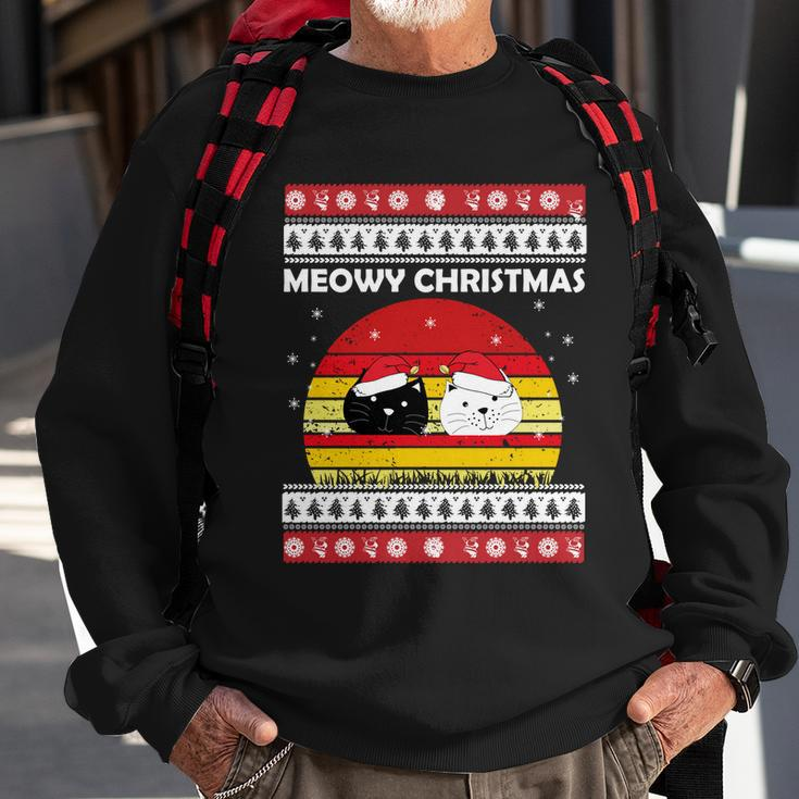 Meowy Cat Ugly Christmas Sweater Funny Gift Sweatshirt Gifts for Old Men