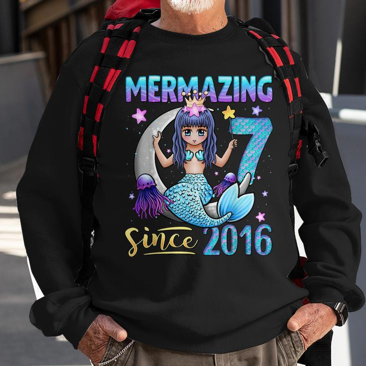 Mermaid Birthday Girl 7 Years Old Mermaid 7Th Birthday Girls Sweatshirt Gifts for Old Men