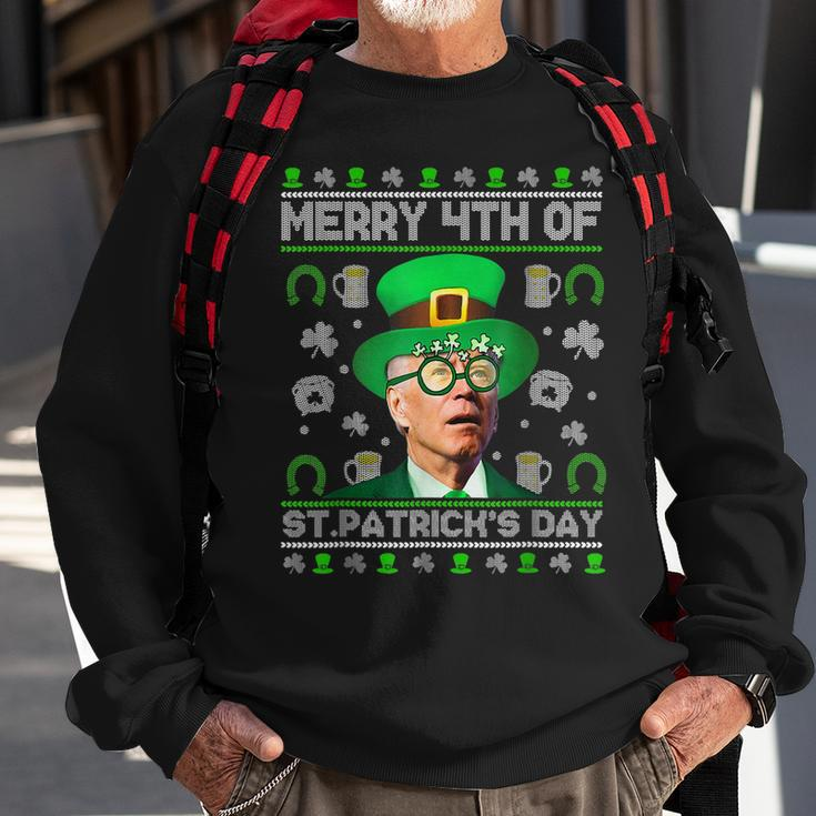 Merry 4Th Of St Patricks Day Joe Biden Leprechaun Hat Ugly Sweatshirt Gifts for Old Men