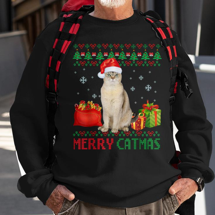 Merry Catmas Cat Ugly Christmas Burmilla Mom Dad Sweatshirt Gifts for Old Men