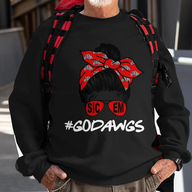 Messy Bun Go Dawgs Sic Em Georgia Football Sweatshirt Gifts for Old Men