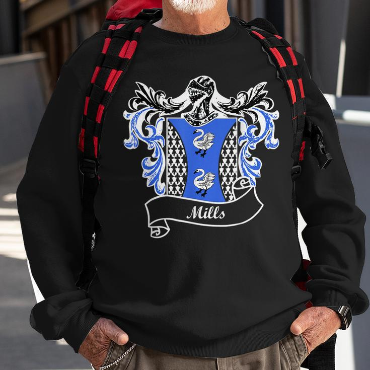 Mills Coat Of Arms Surname Last Name Family Crest Men Women Sweatshirt Graphic Print Unisex Gifts for Old Men