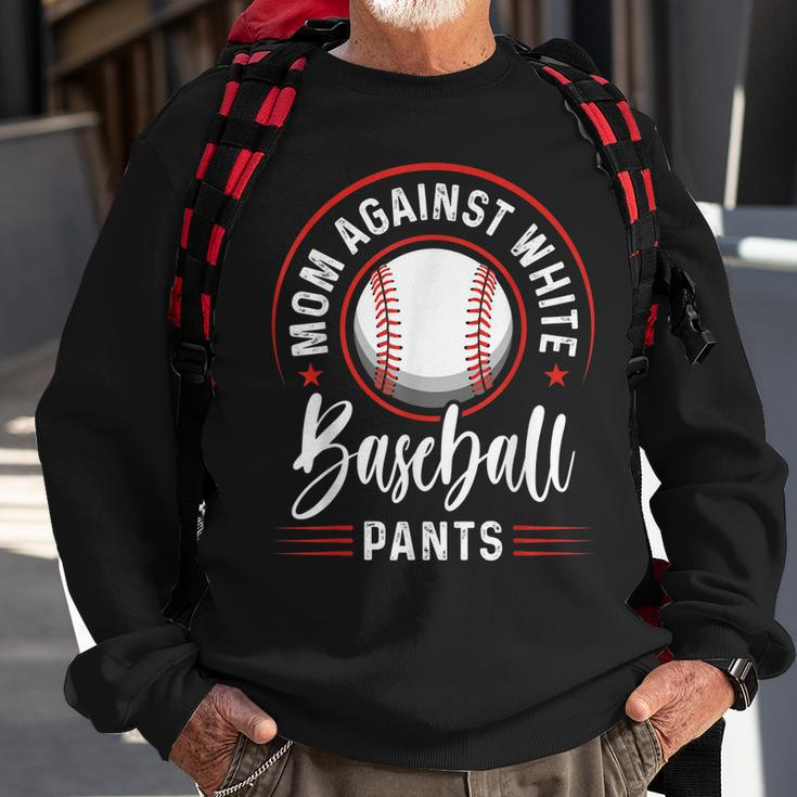 Mom Against White Baseball Pants Funny Baseball Mom Sweatshirt Gifts for Old Men