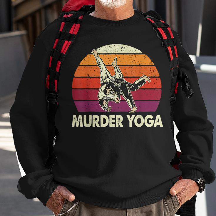 Murder Yoga Jiu Jitsu Grappler Martial Arts Coach Bjj Sweatshirt Gifts for Old Men