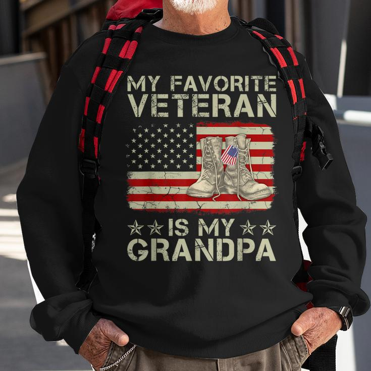 My Favorite Veteran Is My Grandpa Combat Boots American Flag Sweatshirt Gifts for Old Men
