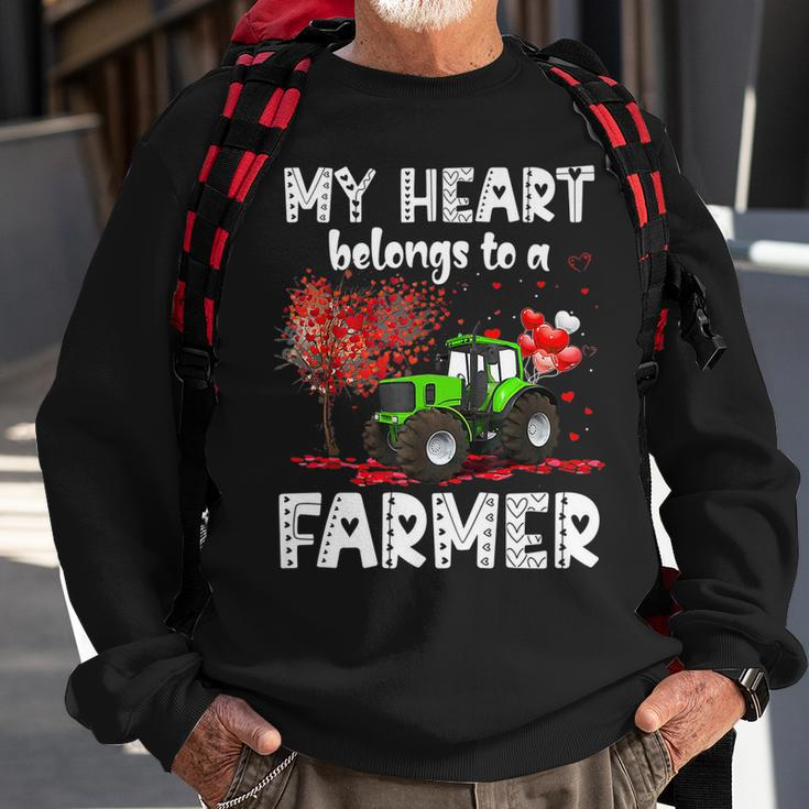 My Heart Belongs To A Farmer Valentine For Farmer Wife Men Women Sweatshirt Graphic Print Unisex Gifts for Old Men