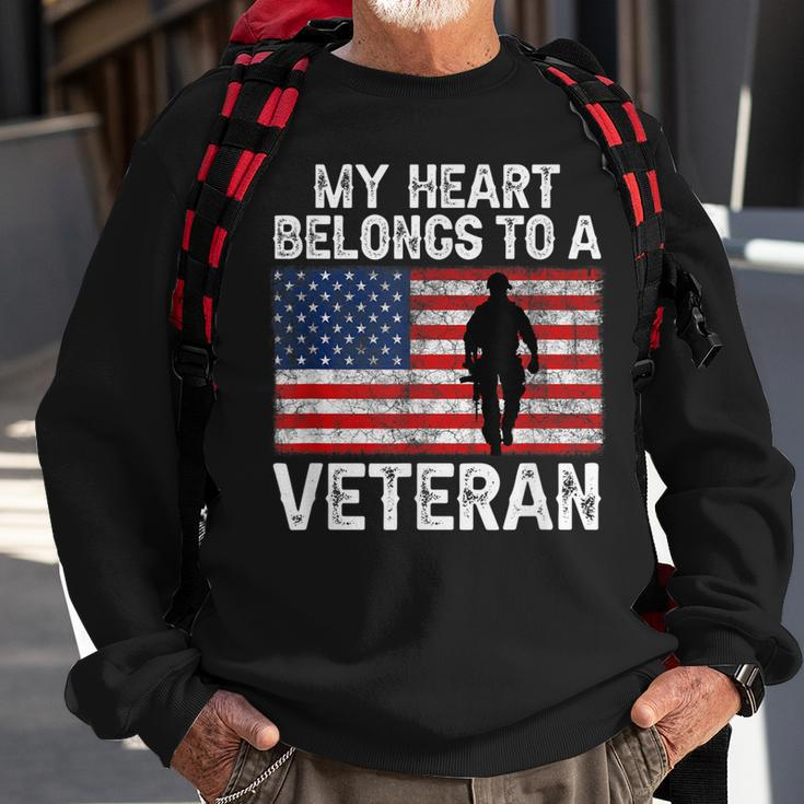 My Heart Belongs To A Veteran Army Veteran Fathers Day Sweatshirt Gifts for Old Men