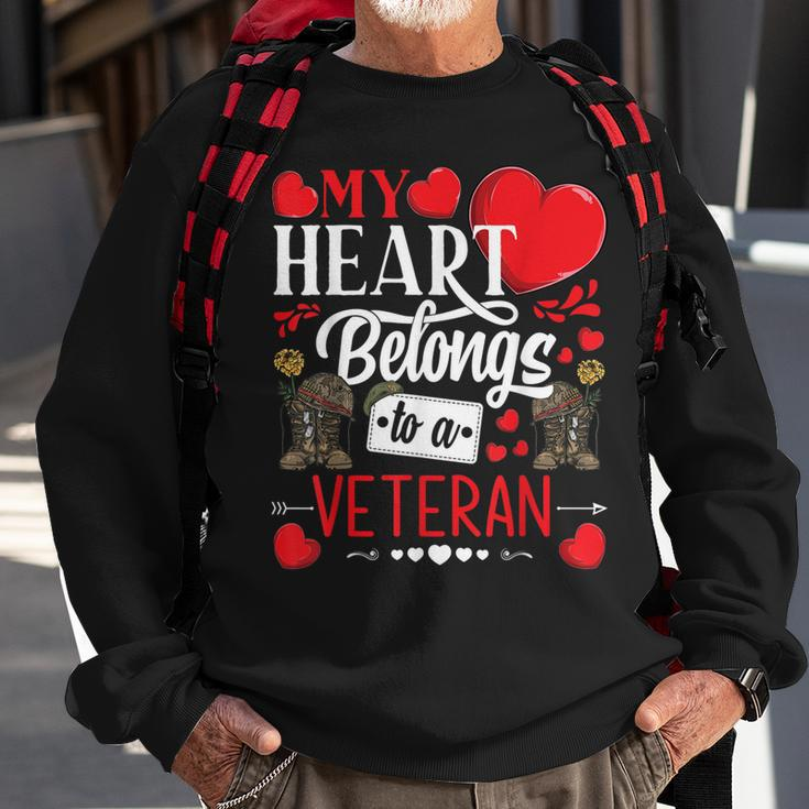 My Heart Belongs To A Veteran Awesome Valentines Day Men Women Sweatshirt Graphic Print Unisex Gifts for Old Men