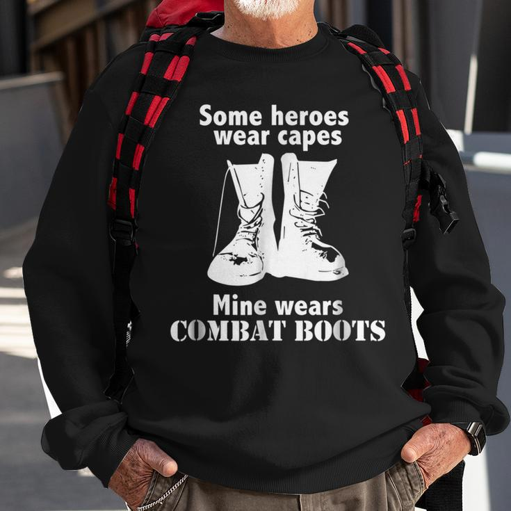 My Hero Wears Combat Boots Cute Military Family Sweatshirt Gifts for Old Men