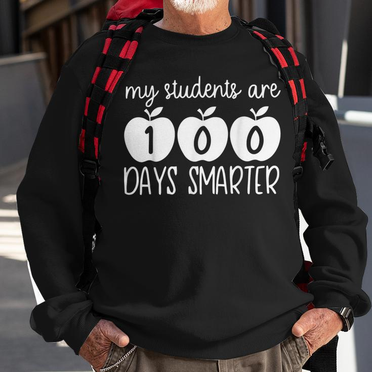 My Students Are 100 Days Smarter Apple Teacher Appreciation Men Women Sweatshirt Graphic Print Unisex Gifts for Old Men