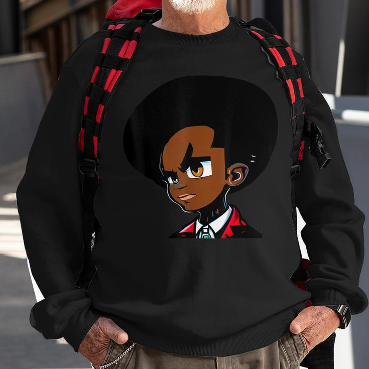 Natural Hair Afro Young Black Student Sweatshirt Gifts for Old Men