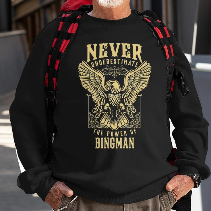 Never Underestimate The Power Of Bingman Personalized Last Name Sweatshirt Gifts for Old Men