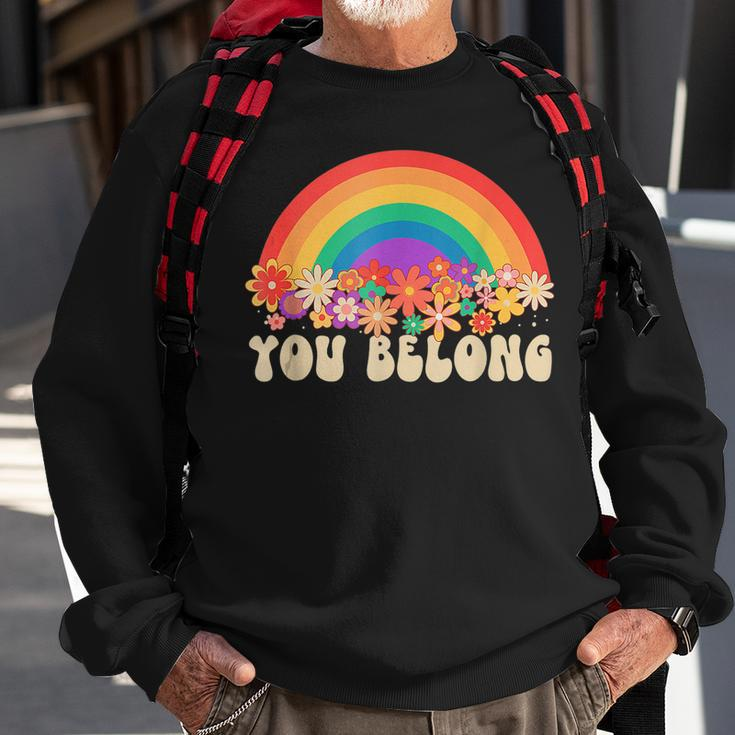 Nobody Know Im A Lesbian Retro Groovy Lgbt Pride Month Ally Sweatshirt Gifts for Old Men