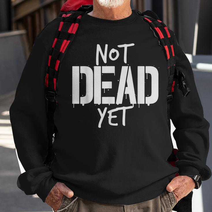 Not Dead Yet Undead Veteran Zombie Gift Men Women Sweatshirt Graphic Print Unisex Gifts for Old Men