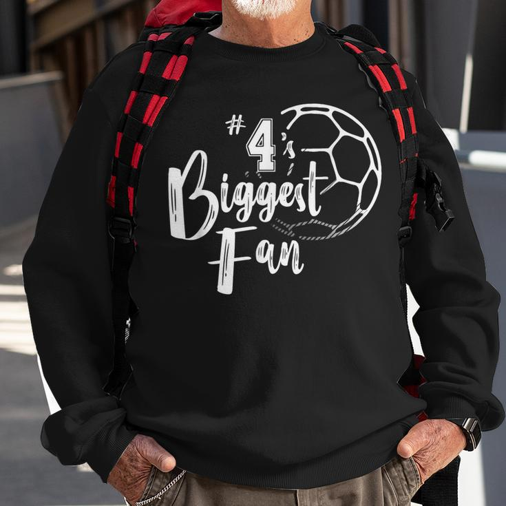 Number 4S Biggest Fan Soccer Player Mom Dad Family  Sweatshirt Gifts for Old Men