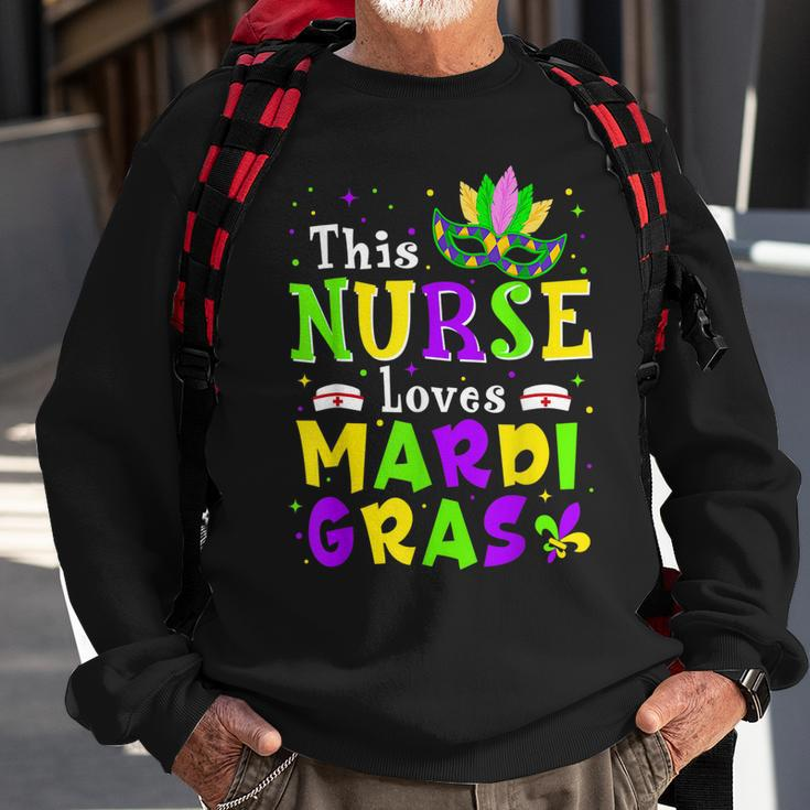 Nurse Mardi Gras Scrub Top Rn Icu Pacu Nicu Er Cna Women V5 Sweatshirt Gifts for Old Men