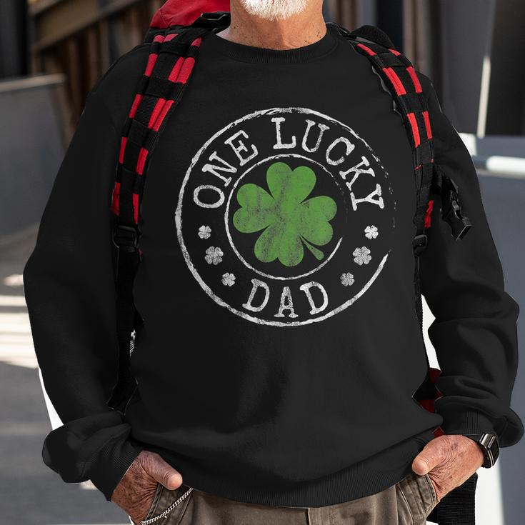 One Lucky Dad Father Funny Irish Shamrocks St Patricks Day Sweatshirt Gifts for Old Men