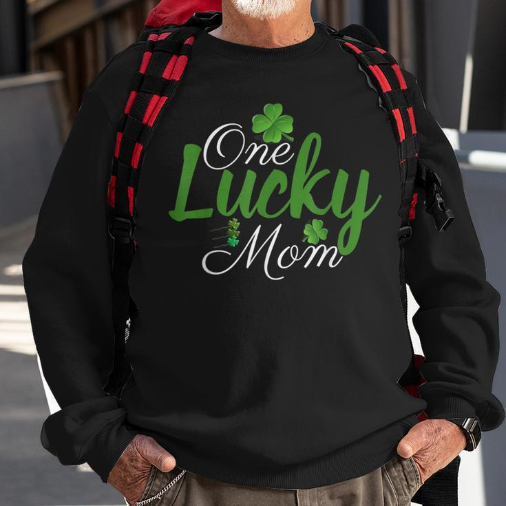 One Lucky Mom Shamrock Mom Life St Patricks Day Sweatshirt Gifts for Old Men