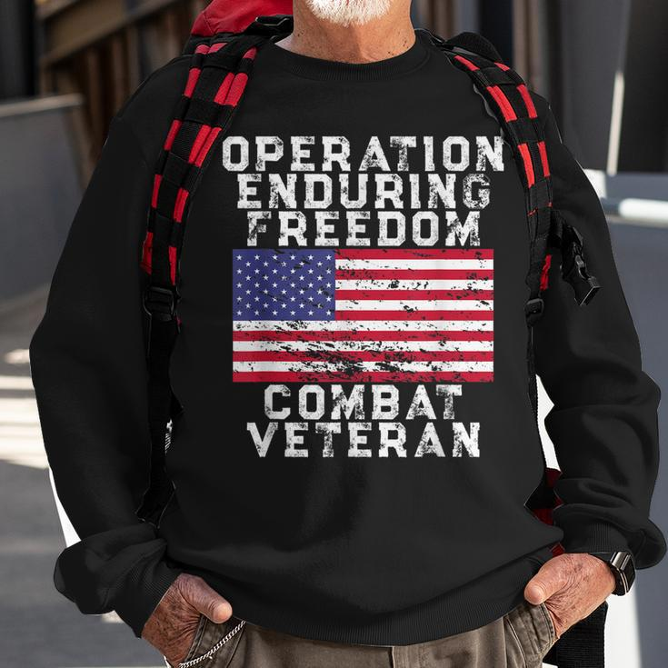 Operation Enduring Freedom Combat Veteran - Vintage Us Flag Men Women Sweatshirt Graphic Print Unisex Gifts for Old Men