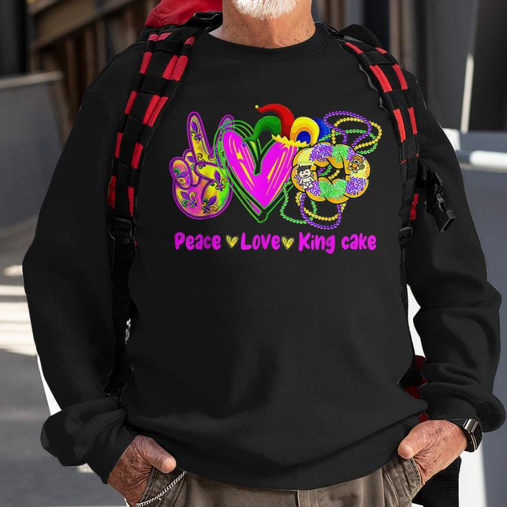 Peace Love King Cake Funny Mardi Gras Festival Party Costume V2 Sweatshirt Gifts for Old Men