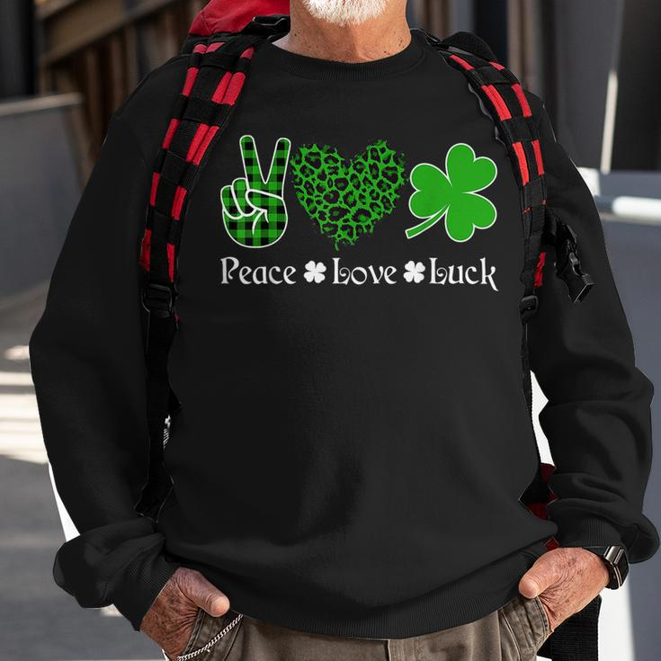 Peace Love Luck Peace Heart Shamrock St Patricks Day Sweatshirt Gifts for Old Men