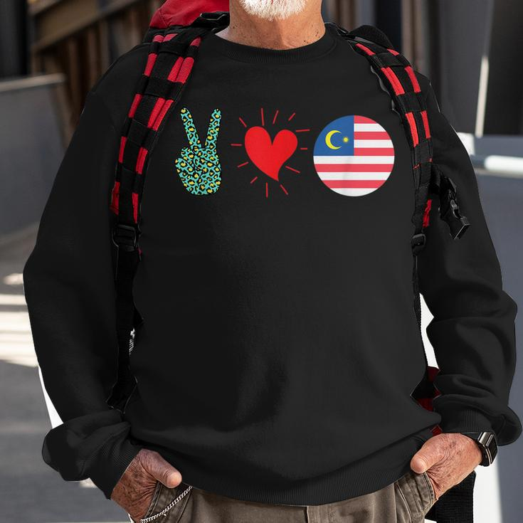 Peace Love Malaysia Flag Malaysian Pride Roots Sweatshirt Gifts for Old Men