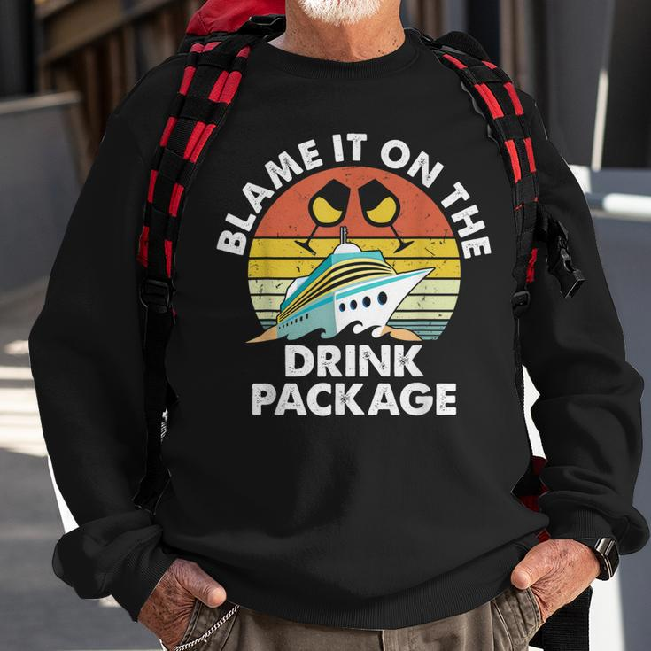 Ped6 Blame It On The Drink Package Retro Drinking Cruise Sweatshirt Gifts for Old Men