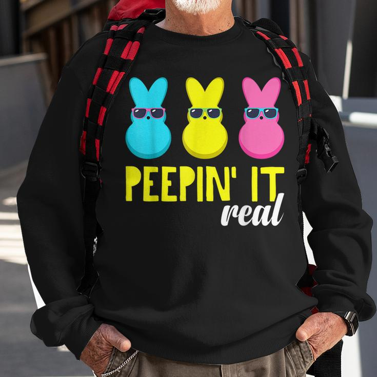 Peepin It RealHappy Easter Bunny Egg Hunt Funny Sweatshirt Gifts for Old Men