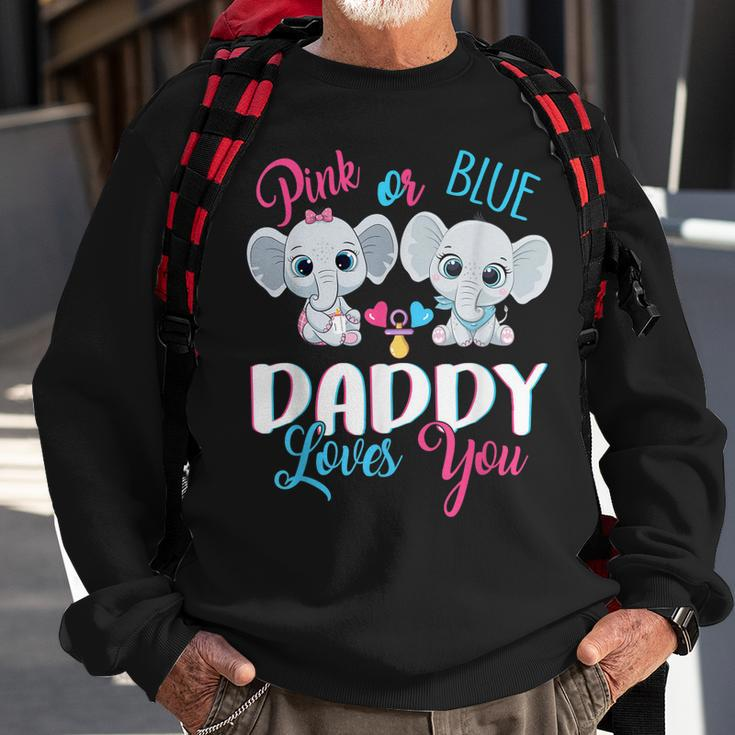 Pink Or Blue Daddy Loves You Elephants-Baby Gender Reveal Sweatshirt Gifts for Old Men