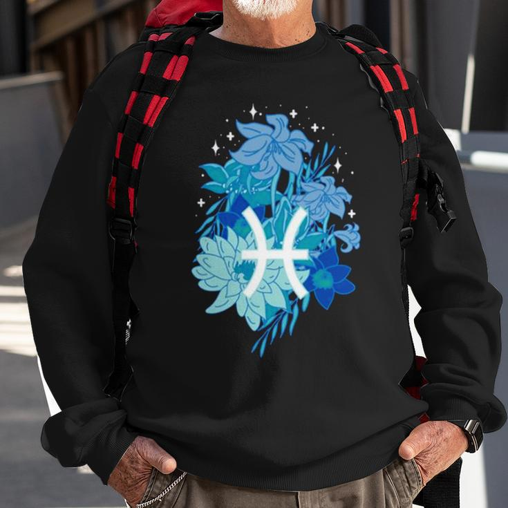 Pisces Flowers Periwinkle Sweatshirt Gifts for Old Men
