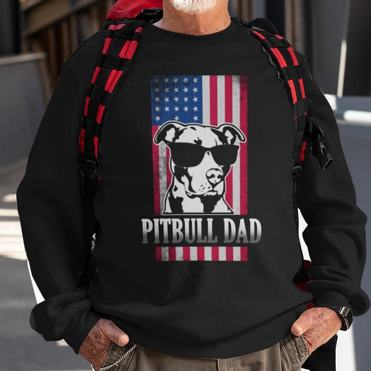 Pitbull Dad American Flag Sweatshirt Gifts for Old Men