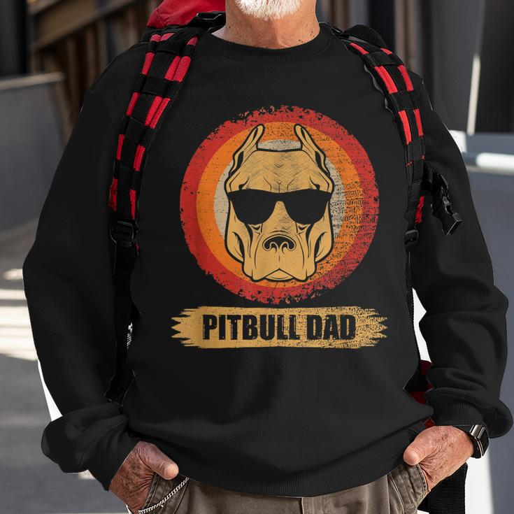 Pitbull Dad Dog With Sunglasses Pit Bull Father & Dog Lovers Sweatshirt Gifts for Old Men