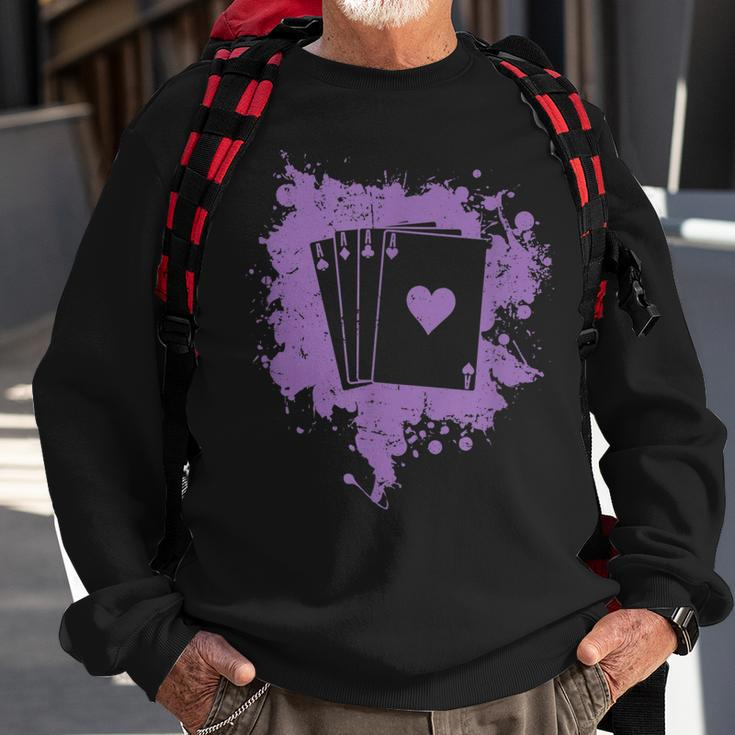 Poker Hand Alle Vier Asse Sweatshirt Geschenke für alte Männer