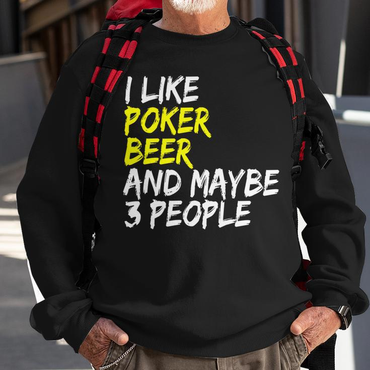 Pokerkarten Spruch Pokerrunde I Like Beer Poker Sweatshirt Geschenke für alte Männer