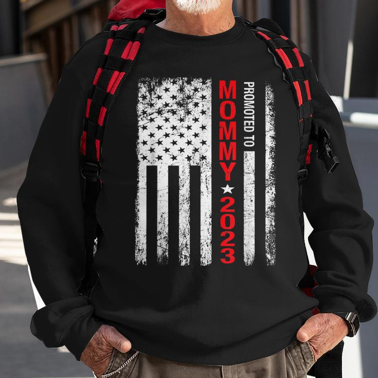 Promoted To Mommy Est 2023 Mothers Day New Mama Us Flag Sweatshirt Gifts for Old Men
