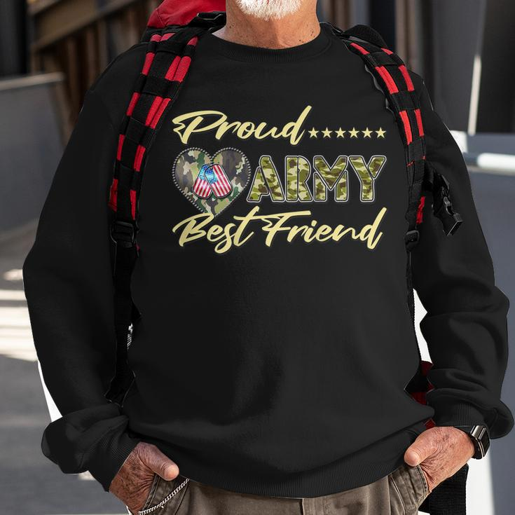 Proud Army Best Friend - Us Flag Dog Tag Heart Military Gift Sweatshirt Gifts for Old Men