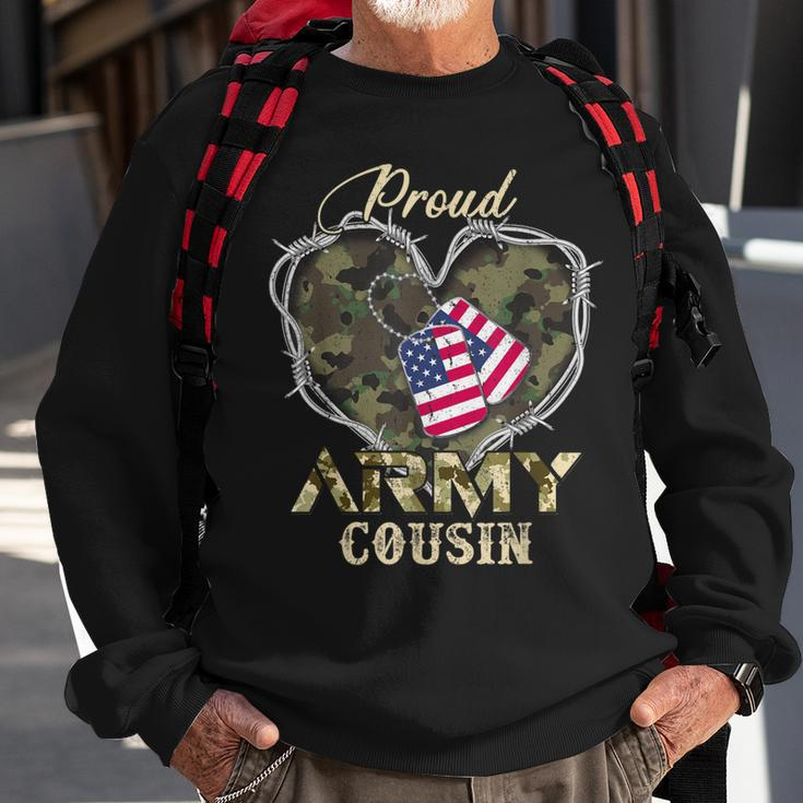 Proud Army Cousin With Heart American Flag For Veteran Sweatshirt Gifts for Old Men