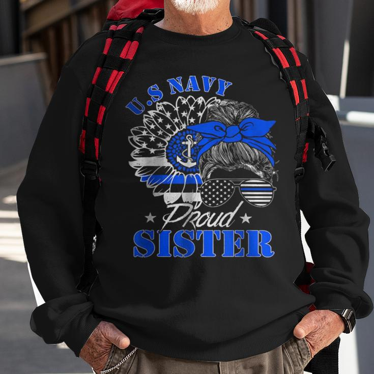 Proud Coast Guard Sister Us Navy Mother Messy Bun HairSweatshirt Gifts for Old Men