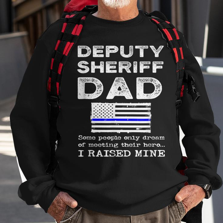 Proud Deputy Sheriff Dad Father Thin Blue Line American Flag Sweatshirt Gifts for Old Men