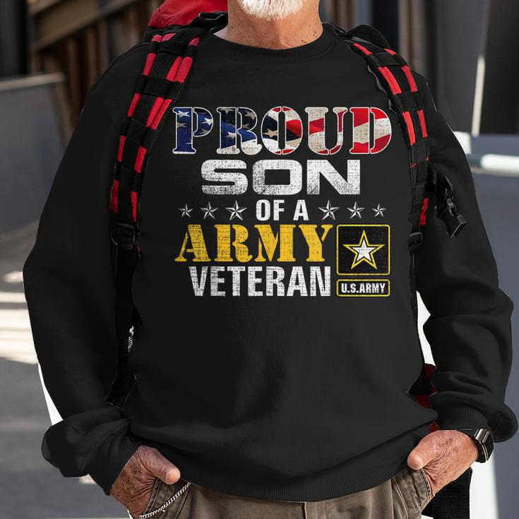 Proud Son Of A Army Veteran American Flag Military Gift Sweatshirt Gifts for Old Men