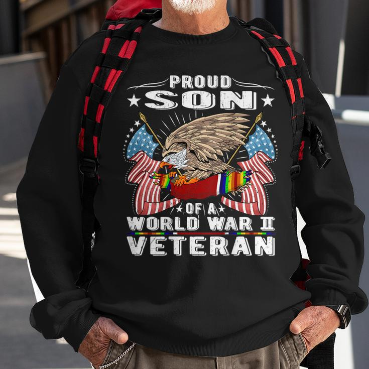 Proud Son Of A World War 2 Veteran Military Vets Child Gift Men Women Sweatshirt Graphic Print Unisex Gifts for Old Men