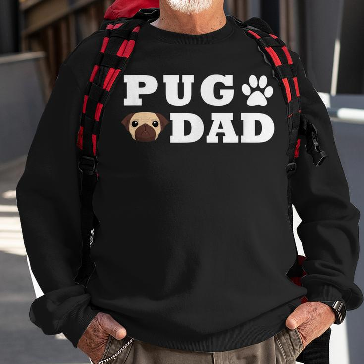 Pug Dad With Paw And Pug Graphic Sweatshirt Gifts for Old Men