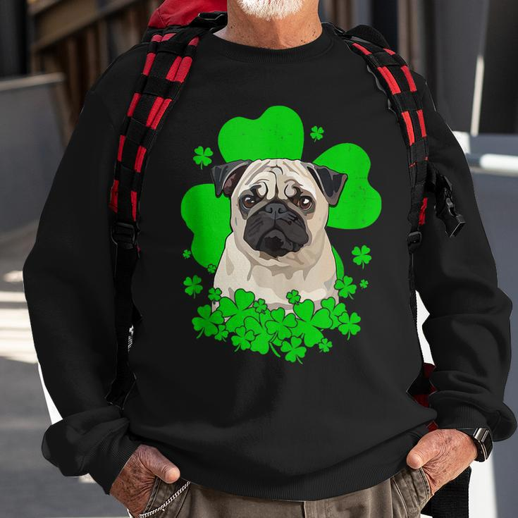 Pug St Patricks Day Clovers Sweatshirt Gifts for Old Men