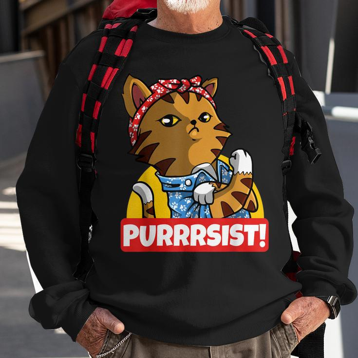 Purrrsist Cat Kitten Lover Funny Strong Girl Pet Owner Sweatshirt Gifts for Old Men