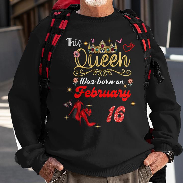 This Queen Was Born Am 16 Februar Geburtstag Frauen Sweatshirt Geschenke für alte Männer