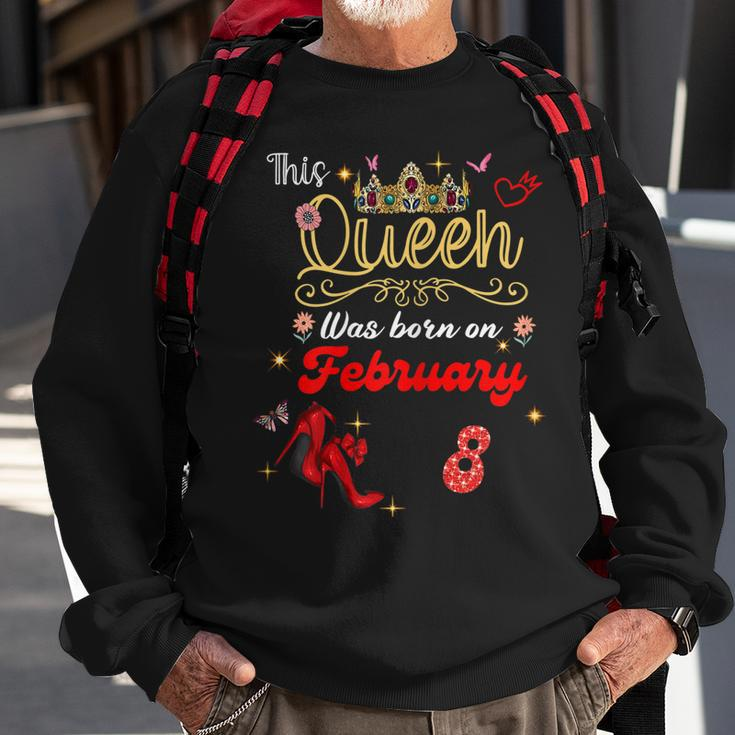 This Queen Was Born Am 8 Februar Geburtstag Frauen Sweatshirt Geschenke für alte Männer